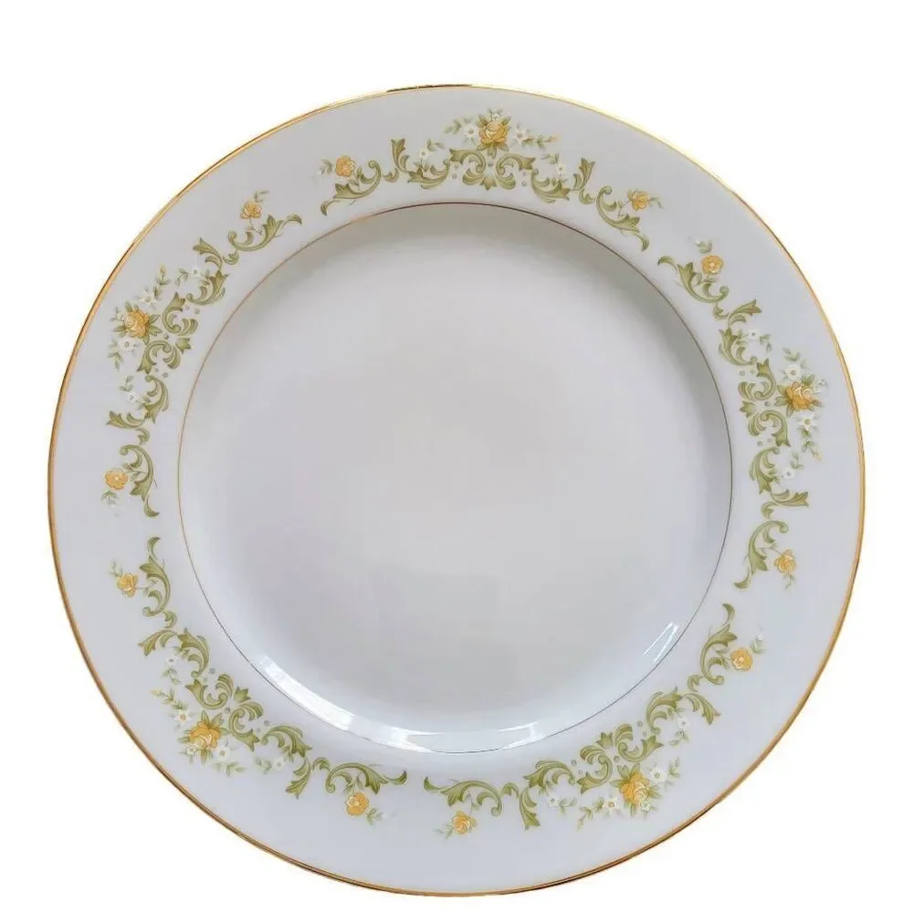 Towne House Cotillion Golden Regal Pattern Plate Yellow Flower Gold Trim Platter